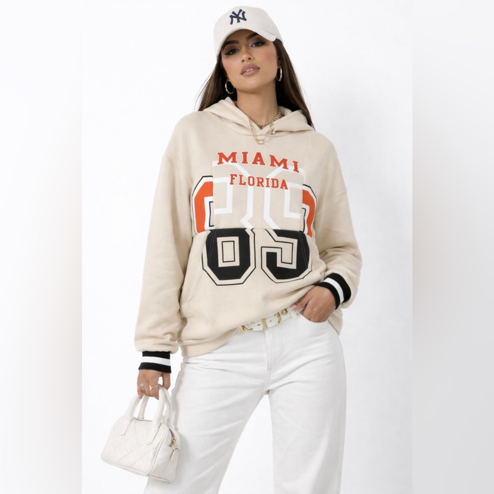 Women's Cream Graphic Hoodie